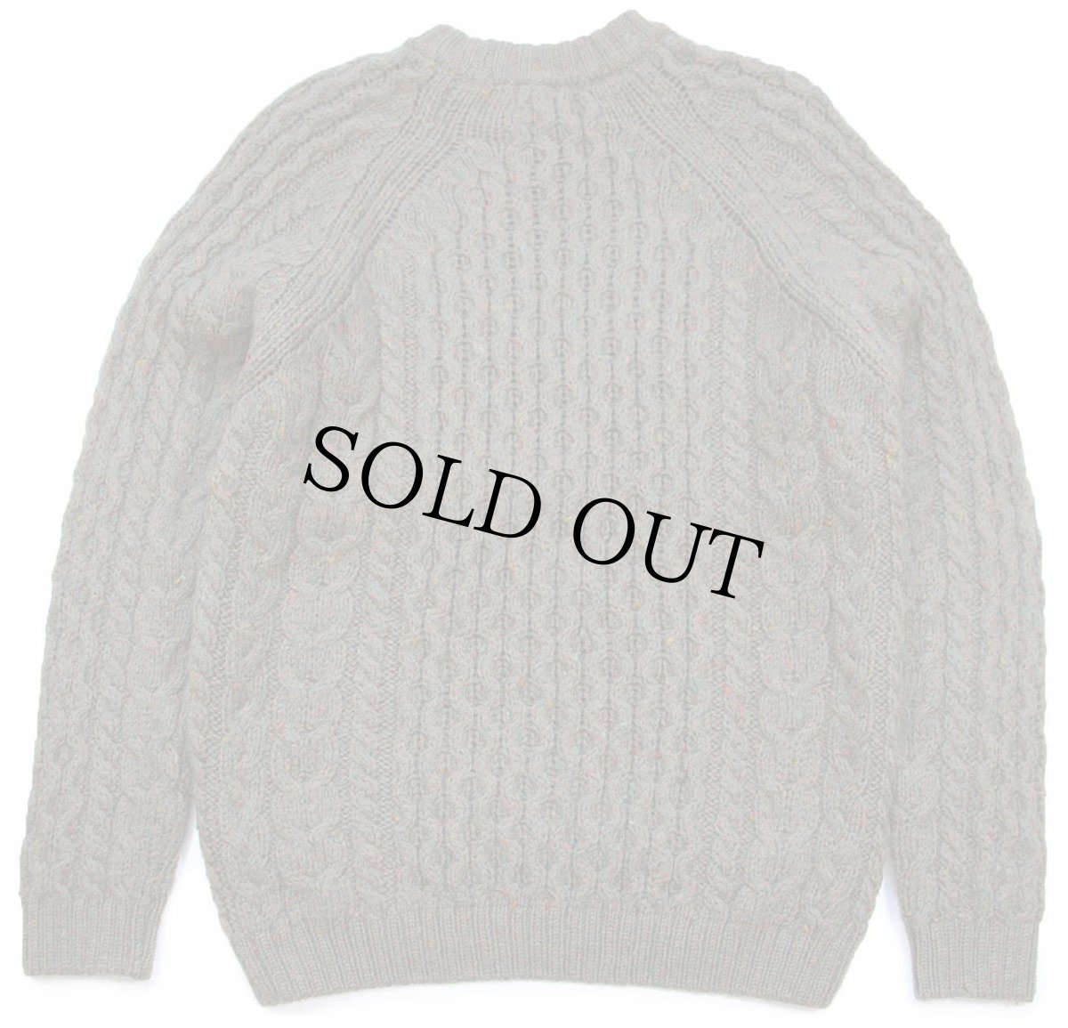 画像2: 90s 英国製 LANDS'ENDランズエンド ケーブル編み ネップ入り ウールニット セーター グリーン W-S★フィッシャーマン (2)