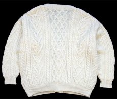 画像2: British Wool Naturally ケーブル編み ウールニット カーディガン ナチュラル L★フィッシャーマン (2)