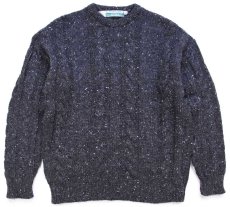 画像1: 英国製 CONTINENTAL DIVIDE ケーブル編み ネップ入り ウールニット セーター チャコールグレー L★フィッシャーマン (1)