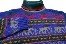 画像3: 90s EddieBauerエディーバウアー ムース柄 ノルディック柄 タートルネック ウールニット セーター L (3)