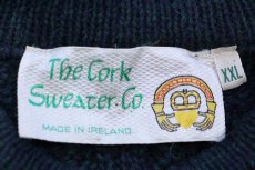 画像4: アイルランド製 The Cork Sweater Co. ケーブル編み ウールニット セーター 緑×紺 ミックス XXL★特大 フィッシャーマン (4)