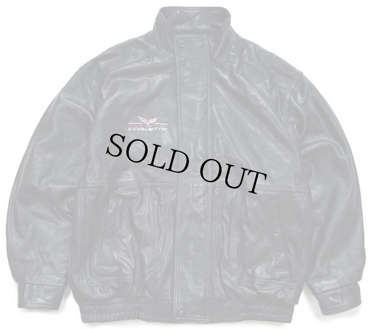 画像1: 90s カナダ製 CHOKO CORVETTE コルベット ロゴ刺繍 レザージャケット 黒 (1)