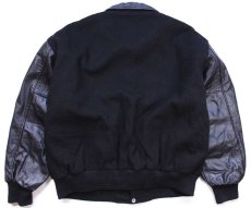 画像2: 90s USA製 Coors LIGHT ロゴ刺繍 キルティングライナー メルトン ウール 袖革スタジャン 黒 L (2)