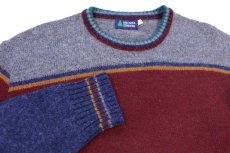 画像3: 80s USA製 BAYAREA TRADERS マルチカラー 切り替え ウールニット セーター L (3)