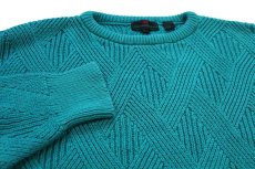 画像3: 80s ABERCROMBIE&FITCH 編み柄 コットンニット セーター グリーン L★アバクロ (3)