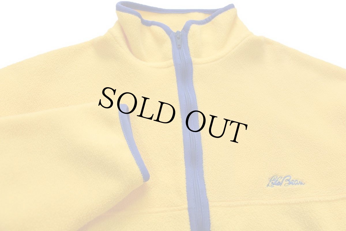 画像3: 90s USA製 L.L.Bean 筆記体ロゴ刺繍 ショート丈 フリースジャケット 黄 M (3)