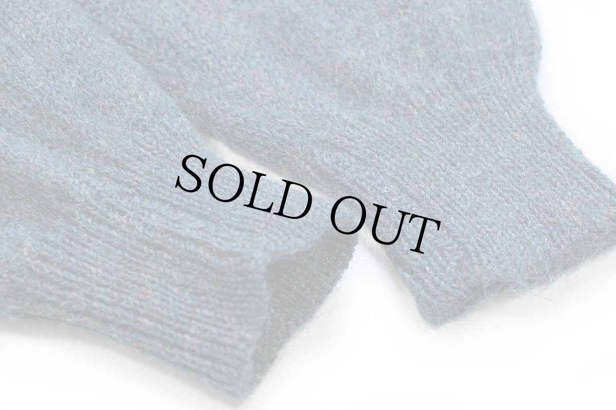 画像6: ビンテージ UNKNOWN 無地 ウール ドライバーズニット フルジップ セーター 青緑 ミックス (6)