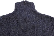 画像4: アイルランド製 aran crafts ケーブル編み ハイネック ハーフジップ ウールニット セーター チャコールグレー L★フィッシャーマン (4)