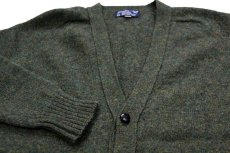 画像3: 80s スコットランド製 glenshee パチポケ サドルショルダー ウールニット カーディガン グリーン ミックス 3 (3)