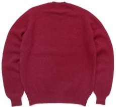 画像2: 80s USA製 EddieBauerエディーバウアー 無地 サドルショルダー シェットランド ウールニット セーター ワインレッド MT (2)