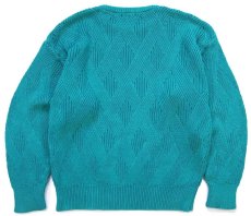 画像2: 80s ABERCROMBIE&FITCH 編み柄 コットンニット セーター グリーン L★アバクロ (2)