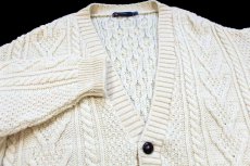 画像3: British Wool Naturally ケーブル編み ウールニット カーディガン ナチュラル L★フィッシャーマン (3)