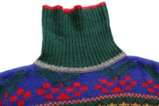 画像4: 90s EddieBauerエディーバウアー ムース柄 ノルディック柄 タートルネック ウールニット セーター L (4)