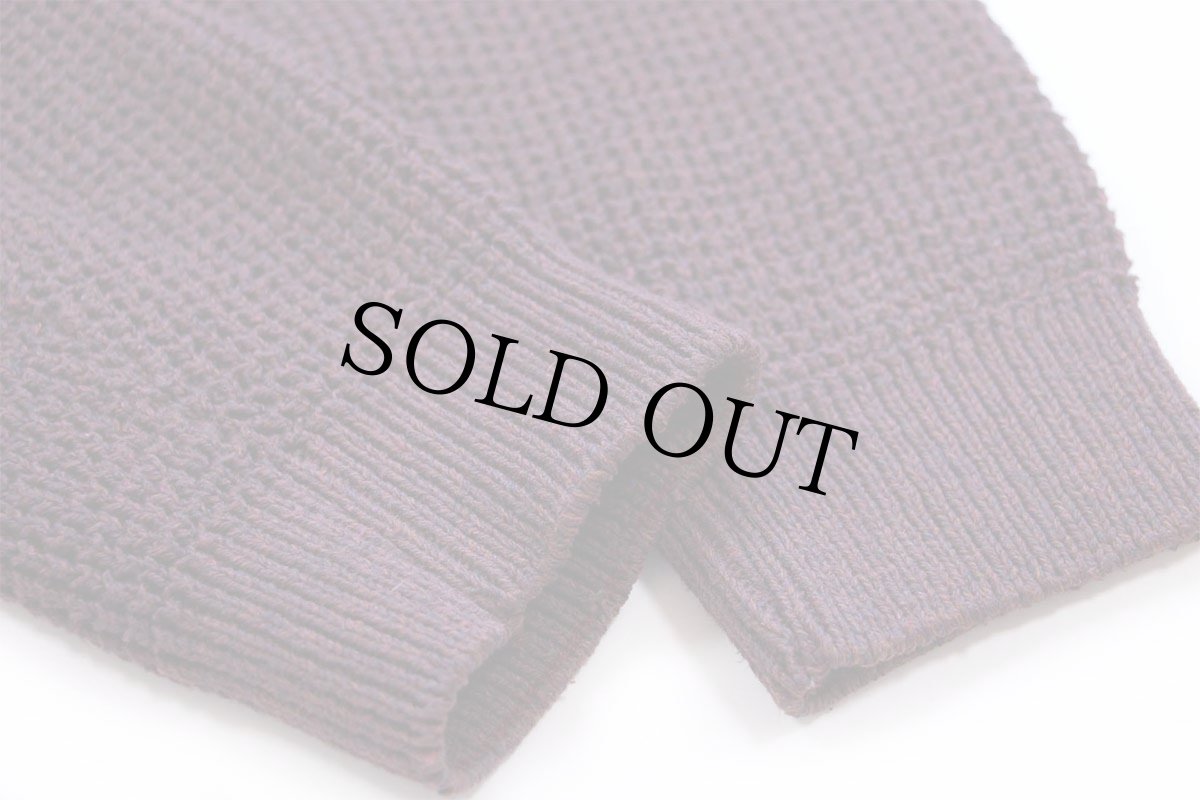 画像6: 00s USA製 L.L.Bean ヘンリーネック ワッフル コットンニット セーター バーガンディ ミックス L-T (6)