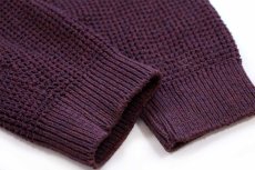 画像6: 00s USA製 L.L.Bean ヘンリーネック ワッフル コットンニット セーター バーガンディ ミックス L-T (6)