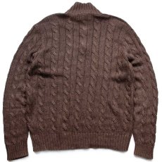 画像2: 90s ポロ ラルフローレン ハイネック ケーブル編み シルクニット セーター ブラウン L (2)