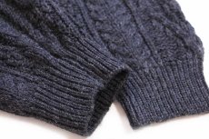 画像7: アイルランド製 aran crafts ケーブル編み ハイネック ハーフジップ ウールニット セーター チャコールグレー L★フィッシャーマン (7)