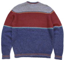画像2: 80s USA製 BAYAREA TRADERS マルチカラー 切り替え ウールニット セーター L (2)