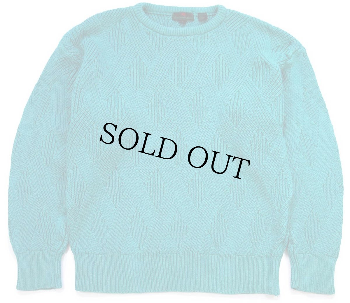 画像1: 80s ABERCROMBIE&FITCH 編み柄 コットンニット セーター グリーン L★アバクロ (1)