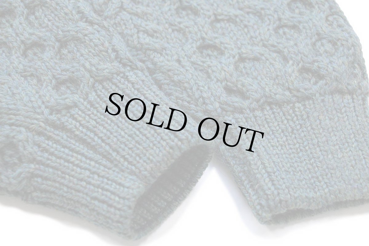 画像6: アイルランド製 Clady Knit ケーブル編み ウールニット セーター 緑 ミックス L★フィッシャーマン (6)