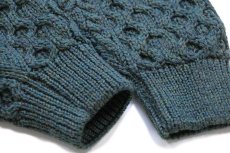 画像6: アイルランド製 Clady Knit ケーブル編み ウールニット セーター 緑 ミックス L★フィッシャーマン (6)