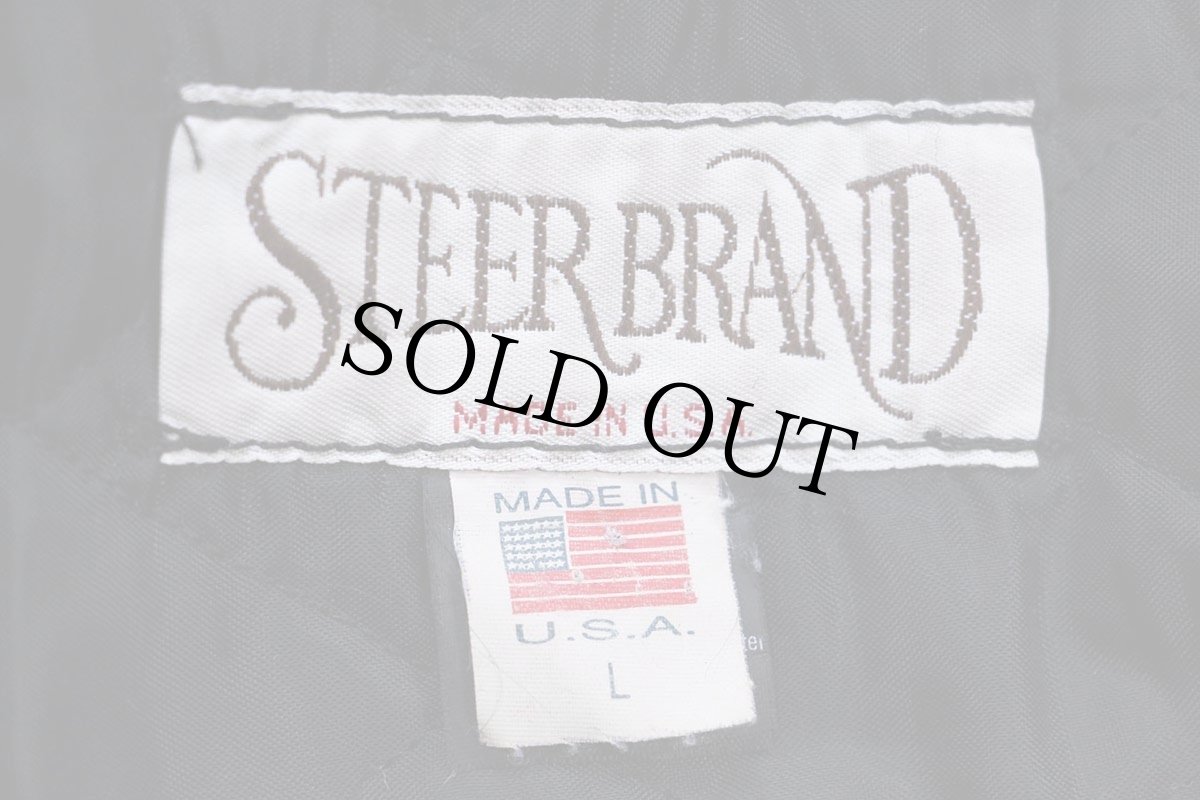 画像4: 90s USA製 Coors LIGHT ロゴ刺繍 キルティングライナー メルトン ウール 袖革スタジャン 黒 L (4)