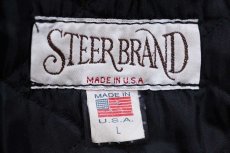 画像4: 90s USA製 Coors LIGHT ロゴ刺繍 キルティングライナー メルトン ウール 袖革スタジャン 黒 L (4)