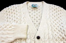 画像3: アイルランド製 GAELTARRA ケーブル編み ウールニット カーディガン ナチュラル L★フィッシャーマン (3)