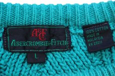 画像4: 80s ABERCROMBIE&FITCH 編み柄 コットンニット セーター グリーン L★アバクロ (4)