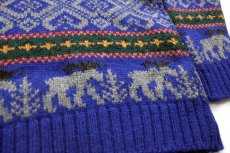 画像6: 90s EddieBauerエディーバウアー ムース柄 ノルディック柄 タートルネック ウールニット セーター L (6)