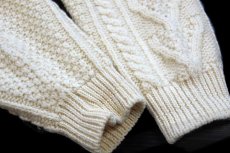 画像6: British Wool Naturally ケーブル編み ウールニット カーディガン ナチュラル L★フィッシャーマン (6)