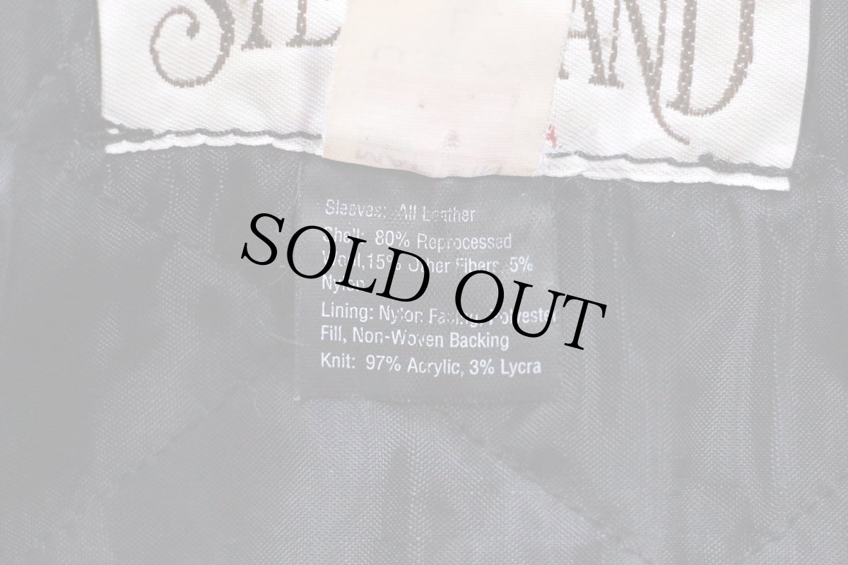 画像5: 90s USA製 Coors LIGHT ロゴ刺繍 キルティングライナー メルトン ウール 袖革スタジャン 黒 L (5)