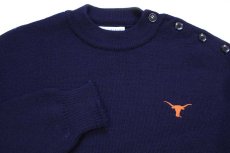 画像3: 70s フランス製 SAINT JAMES セントジェームス ロングホーン刺繍 ウールニット マリンセーター 濃紺 XL (3)