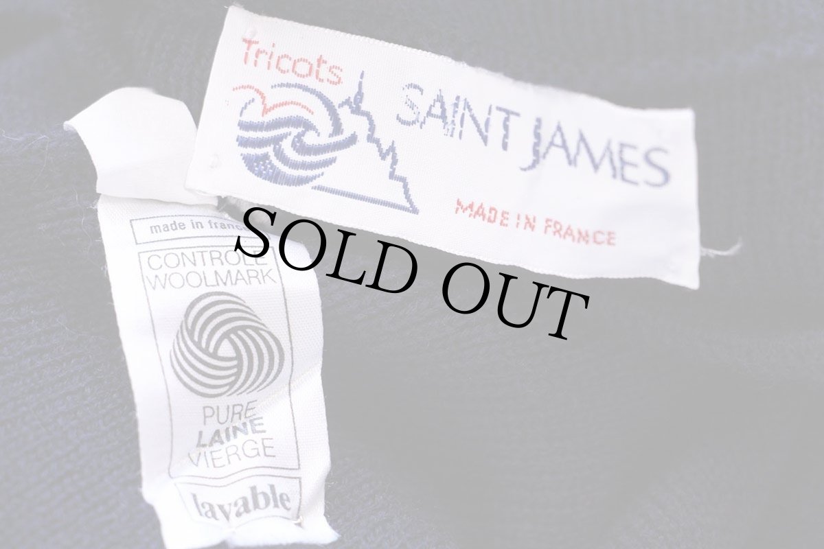 画像4: 70s フランス製 SAINT JAMES セントジェームス ロングホーン刺繍 ウールニット マリンセーター 濃紺 XL (4)