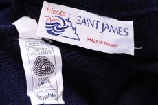 画像4: 70s フランス製 SAINT JAMES セントジェームス ロングホーン刺繍 ウールニット マリンセーター 濃紺 XL (4)