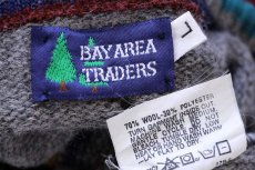 画像4: 80s USA製 BAYAREA TRADERS マルチカラー 切り替え ウールニット セーター L (4)