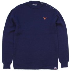 画像1: 70s フランス製 SAINT JAMES セントジェームス ロングホーン刺繍 ウールニット マリンセーター 濃紺 XL (1)