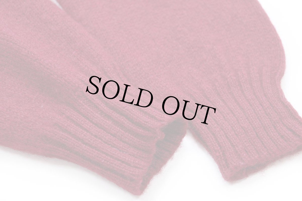 画像6: 80s USA製 EddieBauerエディーバウアー 無地 サドルショルダー シェットランド ウールニット セーター ワインレッド MT (6)