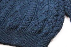 画像5: アイルランド製 The Cork Sweater Co. ケーブル編み ウールニット セーター 緑×紺 ミックス XXL★特大 フィッシャーマン (5)