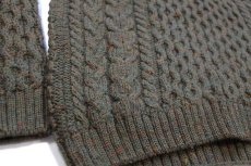画像5: 90s 英国製 LANDS'ENDランズエンド ケーブル編み ネップ入り ウールニット セーター グリーン W-S★フィッシャーマン (5)