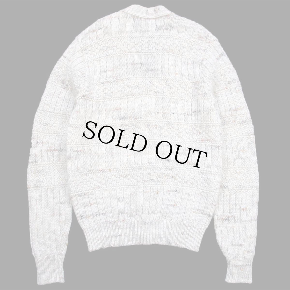 画像2: 70s USA製 PENDLETONペンドルトン 編み柄 切り替え ネップ入り ウールニット カーディガン ナチュラル ミックス M (2)