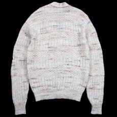 画像2: 70s USA製 PENDLETONペンドルトン 編み柄 切り替え ネップ入り ウールニット カーディガン ナチュラル ミックス M (2)