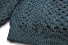 画像5: アイルランド製 Clady Knit ケーブル編み ウールニット セーター 緑 ミックス L★フィッシャーマン (5)