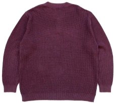 画像2: 00s USA製 L.L.Bean ヘンリーネック ワッフル コットンニット セーター バーガンディ ミックス L-T (2)