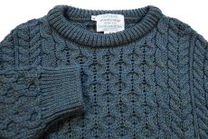 画像3: アイルランド製 Clady Knit ケーブル編み ウールニット セーター 緑 ミックス L★フィッシャーマン (3)