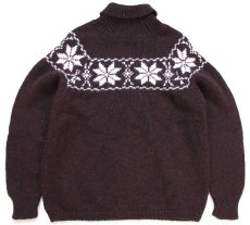 画像2: 英国製 BRITISH WOOL ESK VALLEY 雪柄 ノルディック柄 タートルネック ウールニット セーター 焦げ茶 M (2)