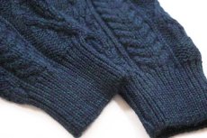 画像6: アイルランド製 The Cork Sweater Co. ケーブル編み ウールニット セーター 緑×紺 ミックス XXL★特大 フィッシャーマン (6)