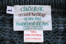 画像4: アイルランド製 Clady Knit ケーブル編み ウールニット セーター 緑 ミックス L★フィッシャーマン (4)