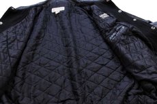 画像6: 90s USA製 Coors LIGHT ロゴ刺繍 キルティングライナー メルトン ウール 袖革スタジャン 黒 L (6)