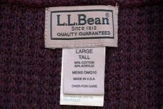 画像4: 00s USA製 L.L.Bean ヘンリーネック ワッフル コットンニット セーター バーガンディ ミックス L-T (4)